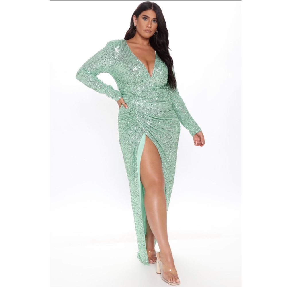 SEQUIN MAXI DRESS MINT